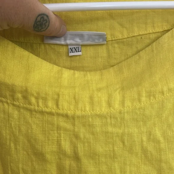 Bryn Walker neon yellow XXL boxy oversized linen tunic - Picture 3 of 4